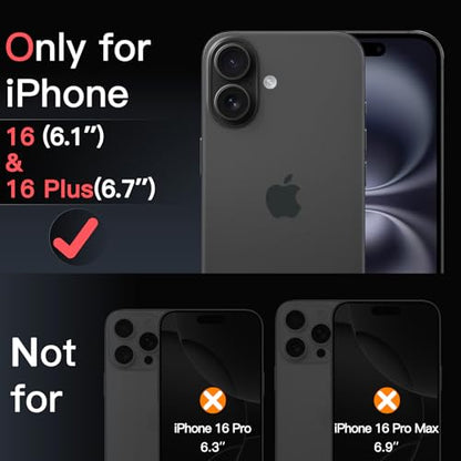 JETech Camera Lens Protector for iPhone 16/16 Plus, Black+Red, 1 Set - size: iPhone 16/16 Plus
