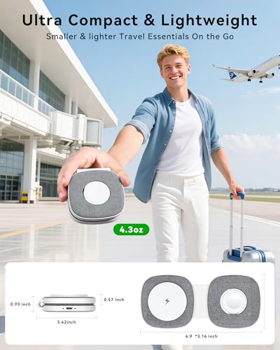2-in-1 Foldable Charger Compatible with MagSafe iPhone, Watch & AirPods - color: Grey