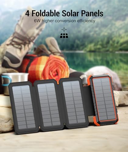 BLAVOR Solar Power Bank 20,000mAh Portable Charger with 4 Foldable Panels
