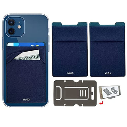 RFID Blocking Phone Card Wallet - Double Secure Pocket - Ultra-Slim Self Adhesive Credit Card Holder Card Sleeves Phone Wallet Sticker All Smartphones (Dark Blue)-2PC - color: dark blue