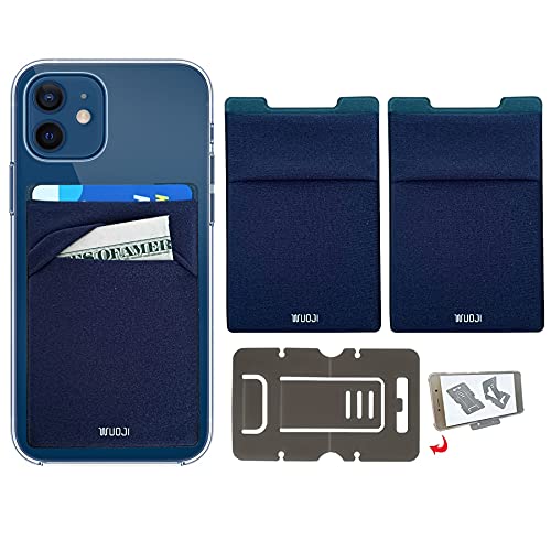 RFID Blocking Phone Card Wallet - Double Secure Pocket - Ultra-Slim Self Adhesive Credit Card Holder Card Sleeves Phone Wallet Sticker All Smartphones (Dark Blue)-2PC - color: dark blue