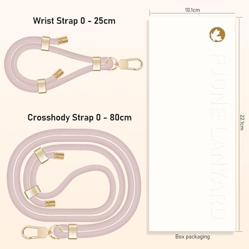 UKON Cell Phone Lanyard,Crossbody Lanyard and Wrist Strap Premium Metal Buckle Phone Charms with 2 X Phone Patch Compatible with All Smartphone(Salmon Pink) - color: Salmon Pink