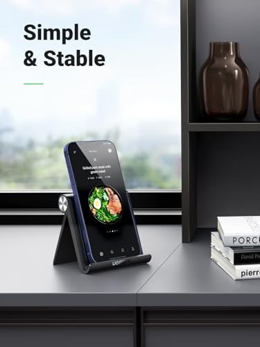 UGREEN Cell Phone Stand Holder for Desk Adjustable Compatible with iPhone 13 12 Pro Max 11 SE XS XR 8 Plus 6 7 Galaxy Note20 S20 S10 S9 S8 Foldable Black - color: Black