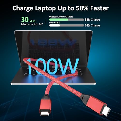 USB C to USB C Cable 100W 3.3FT 2Pack, 4K Video USB C 3.2 Gen 2 Data Cable - color: Red, size: 3.3FT(2PACK)