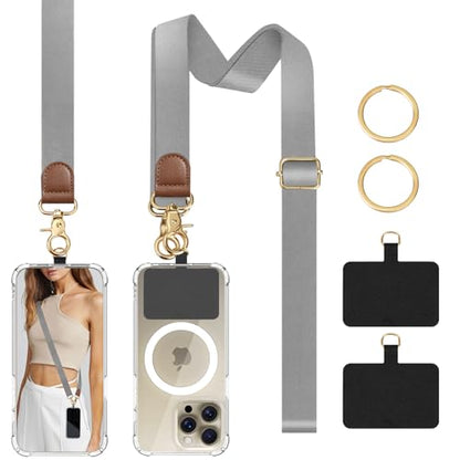 TiMOVO Phone Lanyard Crossbody Wrist Strap, Adjustable Anti-Theft Phone Strap for All Phone Case, lanyard for Women and Men - color: Gray
