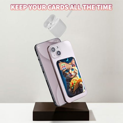 Phone Credit Card Holder Stick on, Cell Phone Pocket Self Adhesive Stretchy Stick on Wallet ID Credit Card Case Pouch Sleeve with Flap for All Smartphones, Hamburg Orange Cat - color: Hamburg Orange Cat