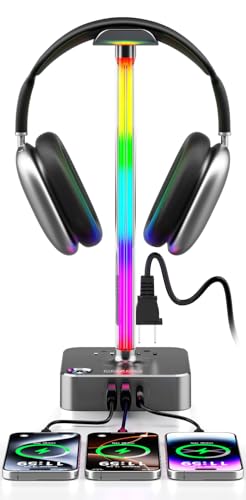 cozoo Headphone Stand with Charger, USB C, Gifts for Gamers Men, Gray Pro - color: Gray Pro