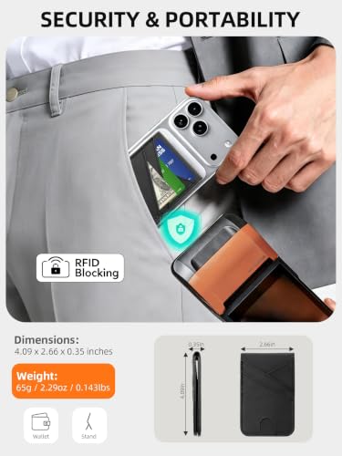for MagSafe Wallet Magnetic iPhone Card Holder with Adjustable Stand, Black - color: Black
