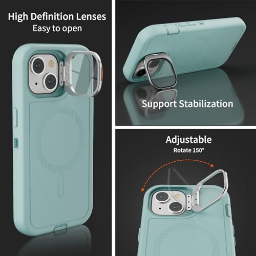 Follaroma for iPhone 13 Case with Stand & Built-in Camera Cover, MagSafe Compatible, Heavy-Duty Shockproof Protection, Magnetic & Rugged Phone Cover for iPhone 13 6.1'', Mint - color: Mint