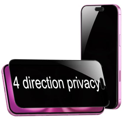 2 Pack 360 Degree Privacy Tempered Glass for iPhone 15 / iPhone 16 Anti-Spy 4 Directions Screen Protector Film 4 Sides Anti-Peeping 6.1 inch - size: For iPhone 15 / iPhone 16