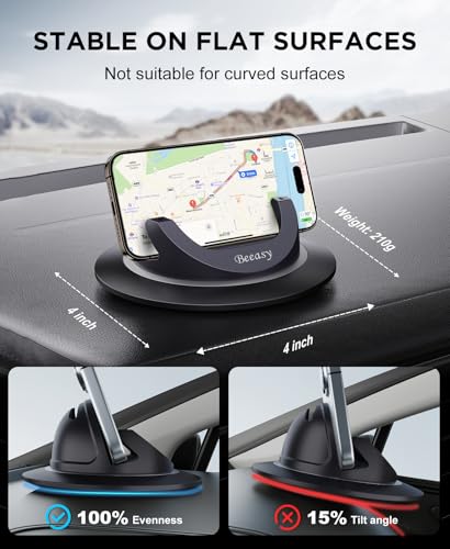 Beeasy Car Phone Holder Mount, 360° Rotation Dashboard Phone Holder, Silicone Non-Slip Cell Phone Car Mount, Universal for iPhone 17/16 Pro Max, Samsung, Google Pixel, All Smartphones & GPS - size: FC01