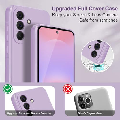 Silicone Case for Samsung Galaxy A37 5G, Purple | Soft Silicone Silky Touch Easy Clean, Shockproof Slim Phone Cover, Upgraded Camera Protection, Anti-Scratch Microfiber Lining - color: Purple, size: Samsung Galaxy A37