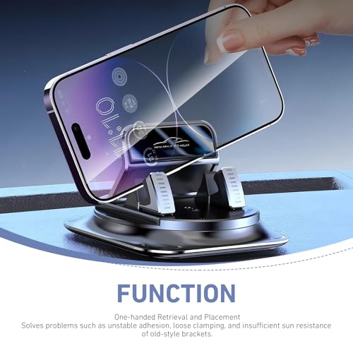 Car Phone Holder 360 Degree Rotation, Non-slip Car Navigation Mount, Car Phone Mount with Double Layer Pad, Universal for Most Cars, SUVs, Trucks (Black) - color: Black #01