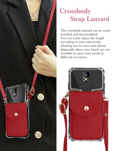 for HotPepper Tepin Case, Hot-Pepper Tepin Wallet Phone Case Back with Card Holder, Shockproof PU Leather Cover Crossbody Adjustable Lanyard Hands-Free | Stand with Magnetic Closure, Burgundy - color: Burgundy