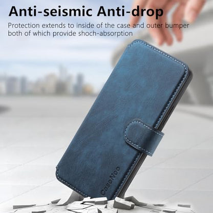 2 in 1 Wallet Case for Samsung Galaxy S22+ Plus 5G CMG Blue | PU Leather Magnetic Flip Folio Case with RFID Blocking Card Holder, Credit Card Slots Kickstand, Shockproof Protective Cover - color: Blue, size: Samsung Galaxy S22 Plus