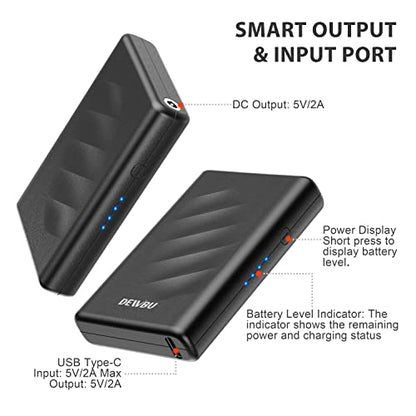 DEWBU Mini Portable Charger, 4000mAh Ultra Slim Lightweight Power Bank with Battery Level Indicator and USB-C Port for Travel, Compatible with iPhone, iPad, Samsung Galaxy, Android, and Heated Gloves