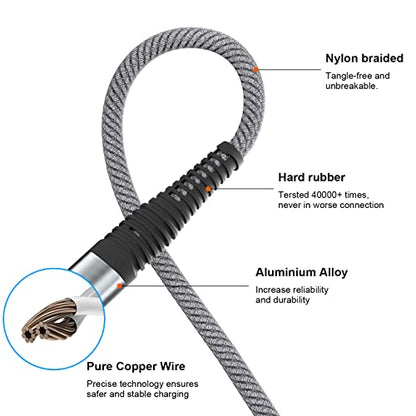 Multi Charging Cable Nylon Braided Universal 4 in 1 Multiple USB Cable 3A,with Dual Phone/USB-C/Micro-USB Port Adapter,for Cell Phones/Tablets/Samsung Galaxy/Huawei/PS & More[ 2Pack 4FT]