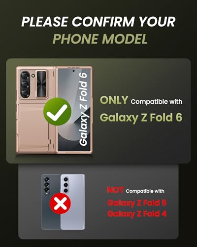 for Samsung Galaxy Z Fold 6 Case with Card Holder, Rose Gold - color: Rose Gold