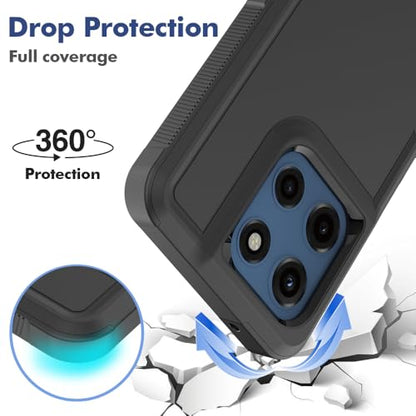 for Moto G Stylus 2025/2026 Case: Dual Layer Protective Heavy Duty Cell Phone Cover Shockproof Rugged with Screen Protector - Military Protection Bumper Tough - for G Stylus 2025/2026, Black - color: Black (PC) + Black (TPU)