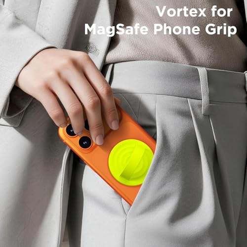 Magnetic Phone Grip Ring, Compatible with MagSafe, Upgraded Liquid Silicone for Secure Comfort, Rotating Finger Loop Ring Grip Holder for iPhone 17/16/15/14/13/12 Pro Max Plus, Neon Yellow - color: Neon Yellow