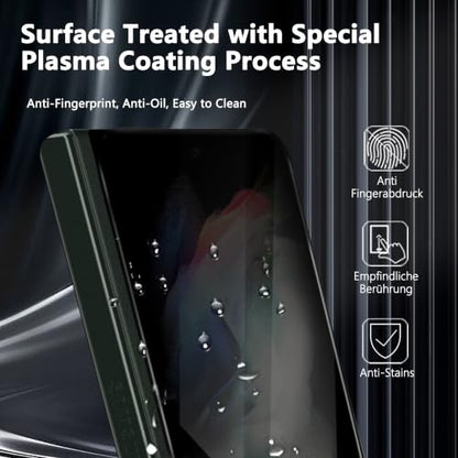 2 Pack Privacy Screen Protector for Samsung Galaxy Z Fold 3, Anti-Spy Tempered Glass, 9H Anti-Scratch, Case Friendly - size: for Galaxy Z Fold 3