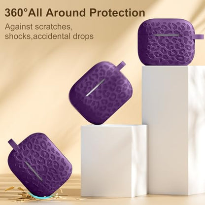 Compatible with AirPod Case 3rd Generation, Leopard Engraved Soft Silicone Skin Cover Full Protective Case,Compatible with Apple AirPod 3rd Generation Case,Front LED Visible - color: Darkpurple, size: AirPods 3rd Case