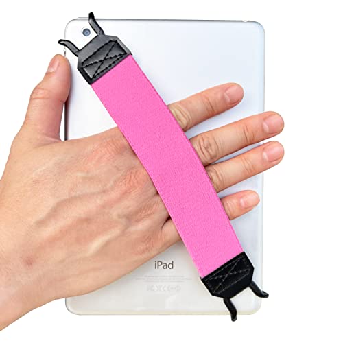 EGO Security Hand-Strap for 9-11 Inch Tablet - iPad/iPad Pro/Air, Kindle Fire HD, Samsung, Lenovo - High-Elasticity Versatile Lightweight Finger Grip Holder - Pink - color: Pink