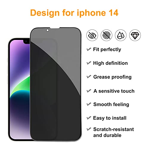 PEHAEL for iPhone 14 Privacy Screen Protector+Camera Lens Protector