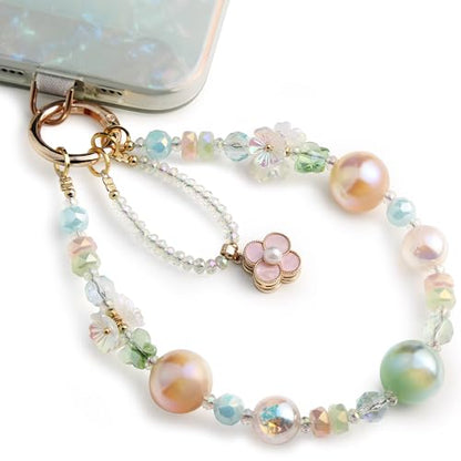 POSADINA Phone Charm for Women, Anti-Theft Phone Wrist Strap Hands-Free & Beaded Chain, Detachable Cell Phone Lanyard with Tether Tab - color: Forest Whisper
