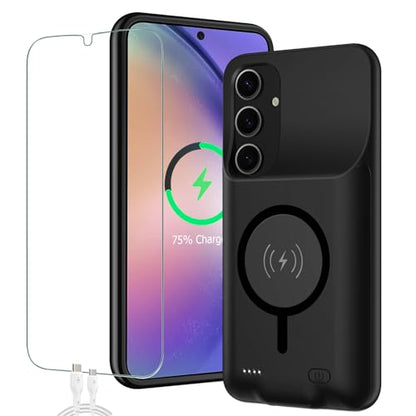 Battery Case for Galaxy A54, 12000mAh High Capacity Smart Portable Charger Case with Wireless Charging, Compatible with Galaxy A54 (6.4inch) - Black - size: Galaxy A54