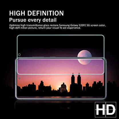 Galaxy S20 FE HD Clear Tempered Glass Screen Protector + Camera Lens Protectors, [2+2 Pack] [3D Glass] [Anti-Glare] [Bubble-Free] Screen Protector Glass For Samsung Galaxy S20 FE - size: Galaxy S20 FE