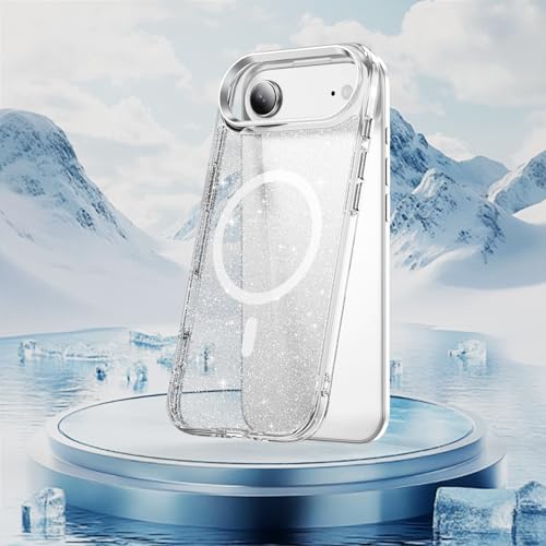 LEMAXELERS Magnetic Clear Glitter Case for iPhone 17 Air -Clear SF | Compatible with MagSafe, Crystal Sparkly Bling Clear TPU Bumper Hard PC Slim Shockproof Protective Cover - color: Clear, size: iPhone Air