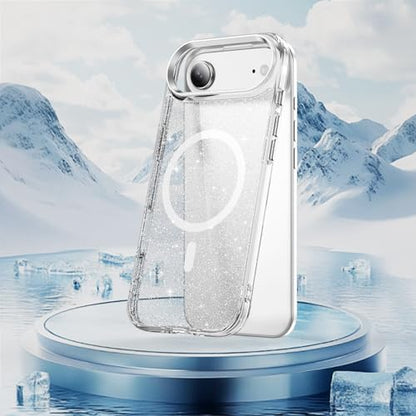 LEMAXELERS Magnetic Clear Glitter Case for iPhone 17 Air -Clear SF | Compatible with MagSafe, Crystal Sparkly Bling Clear TPU Bumper Hard PC Slim Shockproof Protective Cover - color: Clear, size: iPhone Air