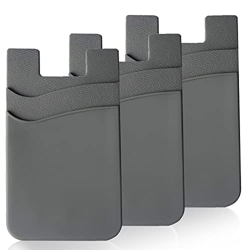 3 Pack Dark Grey Adhesive Phone Wallet Stick on Card Holder for Phone Case - color: Grey