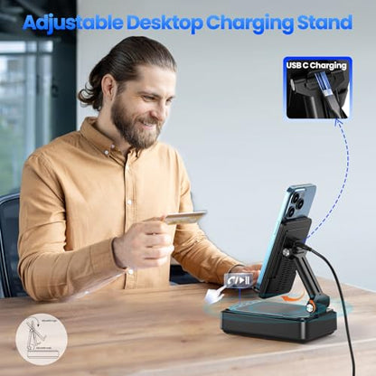 Jteman Cell Phone Stand with Bluetooth Speaker and Wireless Charger - color: Black