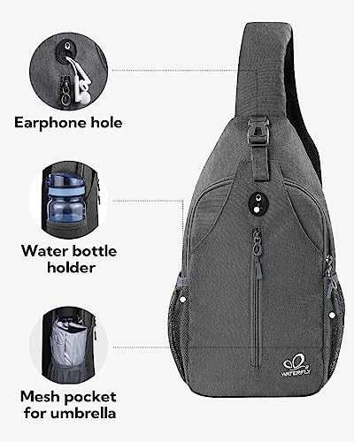 WATERFLY Small Hiking Sling Bag: Crossbody Sling Backpack Chest Bag Daypack for Men Women with Skin-Friendly Shoulder Strap | Additional Triangular Strap,Skin-Friendly Shoulder Strap,,Multi-compartment storage,Water-resistant,Breathable back pad - color: