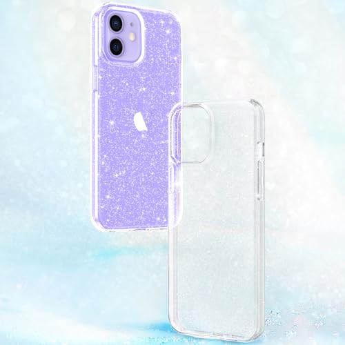 JJGoo Crystal Glitter Designed for iPhone 12 Case/for iPhone 12 Pro Case for Women, Sparkle Bling Shockproof Protective Thin Slim Case (6.1”) 2020, Clear Glitter - color: Bling