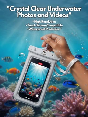 Nomade - Premium Waterproof Floatable Phone Pouch - Fully Waterproof Phone Case - Underwater Photos - Fully Adjustable Lanyard - Universal Fit Phone Pouch Compatibility - 7 Inch Touch Screen - color: Optic White