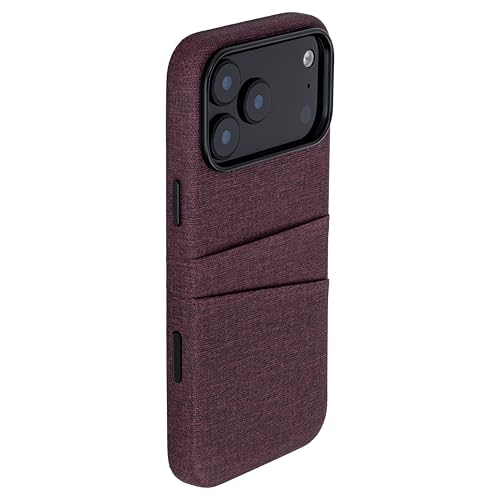 Dockem Card Case for iPhone 17 Pro Max with Magnetic Mounting Plate, Camera Control Button, Wallet with 2 Holder Slots: M2 Luxe Canvas-Style Synthetic Leather (Burgundy) - color: Burgundy, size: 17 Pro Max