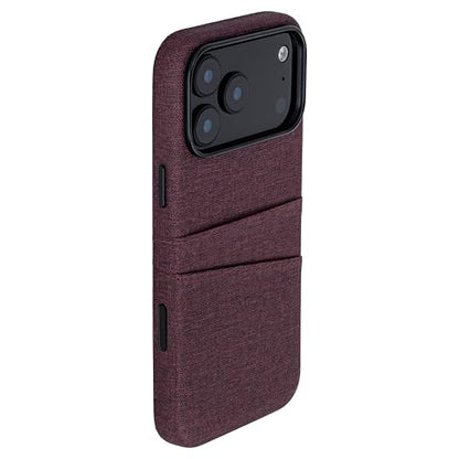 Dockem Card Case for iPhone 17 Pro Max with Magnetic Mounting Plate, Camera Control Button, Wallet with 2 Holder Slots: M2 Luxe Canvas-Style Synthetic Leather (Burgundy) - color: Burgundy, size: 17 Pro Max