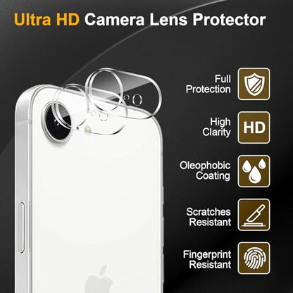 3 Pack Privacy Screen Protector for iPhone 16e/iPhone 17e [6.1 inch] With 3 Pack Camera Lens Protector, Anti Spy Tempered Glass Film, 9H Hardness, Black Protector, Anti-Scratch, Bubble Free - size: iPhone 16e/17e FK33