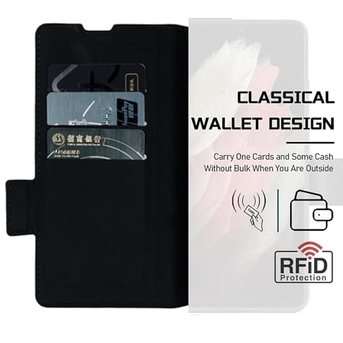 for Samsung Galaxy Z Fold 7 Wallet Case with Card Holder Slots & Compatible with MagSafe, RFID Blocking, Hinge Protection, Magnetic Luxury Leather Slim Wallet Folio Phone Cover (Black) - color: Black, size: Z Fold 7