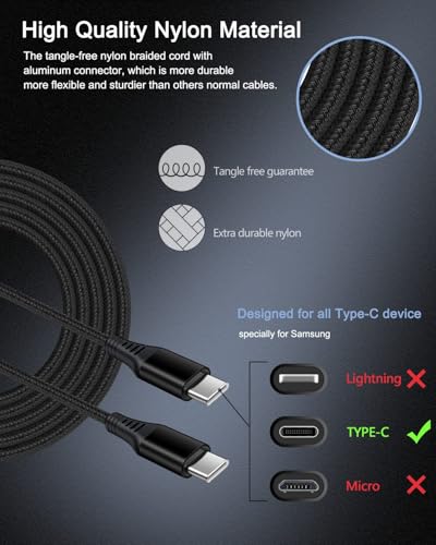 Super Fast Car Charger for Samsung Galaxy, 60w Dual-Port USB-C Car Charger