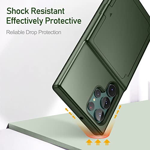 WeLoveCase for Samsung Galaxy S22 Ultra Wallet Case with Credit Card Holder & Hidden Mirror, All-Round Protection Shockproof Phone Cover Designed for Samsung Galaxy S22 Ultra, 6.8 Inch Green - color: Green