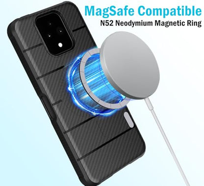 Case and Holster Combo for Sonim XP Pro 5G Phone - Carbon Fiber Design | Compatible with MagSafe, Magnetic, Rugged Cover, Enhanced Grip, with Belt Clip Holder, Ratchet Rotation - color: Carbon Fiber