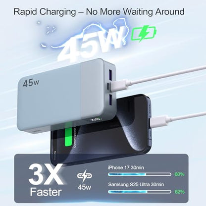 NOBIS 45W 20000mAh Portable Charger Power Bank Fast Charging - color: Blue