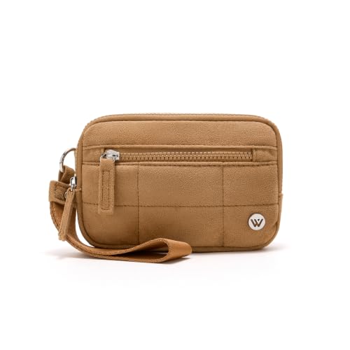 WESTBRONCO Wristlet Wallets for Women – RFID Blocking Quilted Nylon Phone Wallet, Card Holder Purse for Travel & Everyday Use - color: Suede Brown