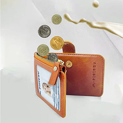 M-Plateau Phone Wallet with ID Window and Adhesive Sticker | Card Holder for Phone case Stick on Attachable Credit Card Holder for Phone (Compatible with Most Smartphones) - color: Brown