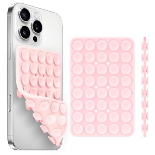 Yojaro Silicone Suction Cup Phone Case Mount Double Sided, Phone Accessories Hands-Free Strong Grip Holder for Selfies and Videos, Silicon Phone Stand for iPhone and Android Light Pink - color: Light Pink