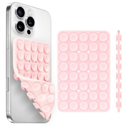 Yojaro Silicone Suction Cup Phone Case Mount Double Sided, Phone Accessories Hands-Free Strong Grip Holder for Selfies and Videos, Silicon Phone Stand for iPhone and Android Light Pink - color: Light Pink